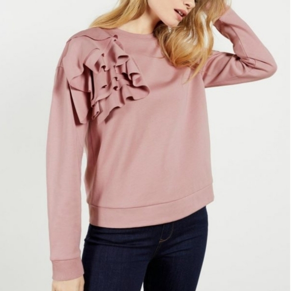 Ted Baker Ozai Pink Ruffle Sweatshirt